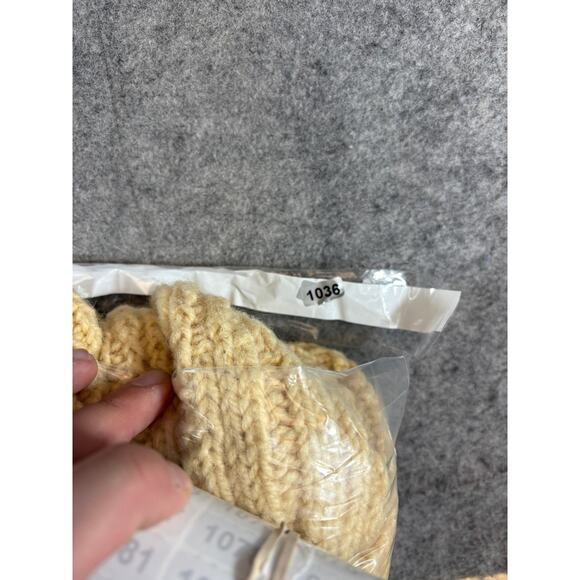 Vintage Aran Style Fisherman Sweater Mens Small Yellow Cable Knit Mock Pullover - Picture 5 of 5